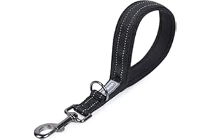Vivaglory Guinzaglio corto per cani con manico imbottito doppia fettuccia in nylon riflettente per addestramento guinzaglio per cani di taglia media e grande 12 Inch