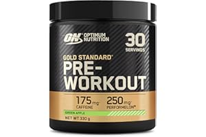 Optimum Nutrition Gold Standard Pre-Entreno en Polvo, Bebida Energética Sabor Manzana Verde, 330g, 30 Servicios