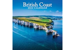 ROCHLI 2024 British Coasts 12" x 12" Square Hanging Wall Calendar - No Plastic - Planner, Britain, Coasts, seaside, Beach, Beautiful, Organiser, Home, Family, Schedule, Agenda, Gift