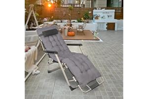 LANTUS Chaise Longue avec Coussin, Lit de Camping Inclinable sur 5 Positions, Pliable & Portable, Charge Max. 200 kg, Chaise Longue pour Jardin, Piscines, Camping,178 x 66 x 30 cm (Gris)