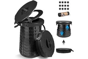 CARASTEK Campingtoilette Tragbare Camping Toiletten Höhenverstellbare Portable Trockentoilette Schnell Klapptoilette Belastbar 300Kg mit 20 Plastiktüten und Aufbewahrungstasche für Auto Reisen Angeln