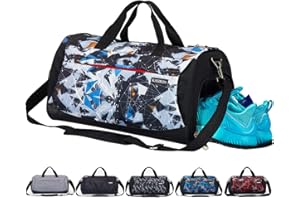 KASIBON Sports Gym Bag with Shoes Compartment and Wet Pocket, Travel Duffle Bag for Men and Women