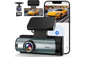 BEMKIA Dash Cam Front and Rear, WiFi Dashcam with 64GB SD Card, 1080P Full HD Dual Car Camera Dash Cam Dashboard Camera, 3" IPS Display, Night Vision, G-Sensor, Loop Recording, APP Control (Black)