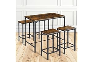 buybyroom Tavolo da bar con 4 sgabelli da bar, tavolo da bar con sgabelli da bar, tavolo da pranzo, tavolo da pranzo, tavolo da pranzo, 100 x 60 x 90 cm, tavolo da pranzo 30 x 40 x 65 cm, design