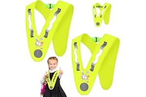 YOUYIKE 2 Stück V-Form Reflektorweste Kinder, Einhorn Warnweste Kinder, Gelb Sicherheitsweste Kinder mit Elastischemband Verhindern Verrutschen Gute Sichtbarkeit, für Sport, Laufen, Fahrrad