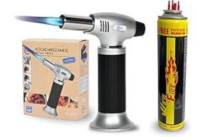 Clearfee Butan Flambierbrenner Bunsenbrenner | inkl. 1 x 300ml Butan Nachfüllgas | max. 1300°C, 0.28KW stark | Gastro-Brenner, Küchenbrenner, Küche, Camping & Werkstatt Brenner Torch, Gasbrenner Gas