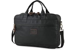 Lois - Sac a Main Homme Bandoulière - Sac de Travail Homme Multifonctions - Cartable Homme Souple en Toile Enduite - Sac Ordinateur 15" Détails en Cuir Véritable 307840, Noir