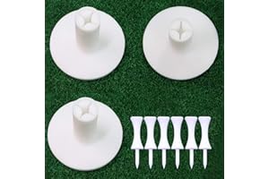 Finger Ten Lot de 3 ou 6 tees de golf en caoutchouc pour la conduite avec 6 tees en forme de château, taille 3,8 cm, 5,1 cm, couleur blanche et noire durable pour tapis d'entrainement intérieur ou extérieur