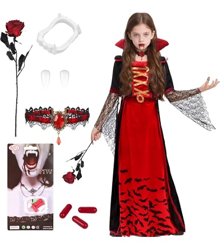 Spooktacular Creations Déguisement de vampire pour fille, déguisement d'Halloween pour enfant, déguisement de vampire royal pour fille - S