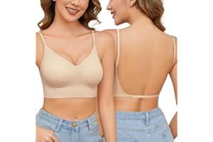 PASUDA Biustonosz z niskim oparciem dla kobiet bez pleców głęboki dekolt w serek biustonosze bez fiszbin wielokierunkowy konwertowalny pasek damski czarny cielisty zdejmowany biustonosz z regulowaną