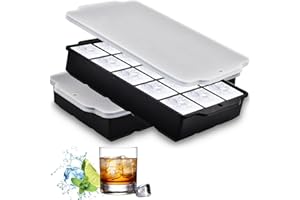 Czwander 2 Stück Silikon Eiswürfelform,15 3,5 CM Eiswürfel, Eiswürfelform Silikon mit Deckel, Eiswürfelform BPA frei für