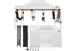 COBIZI Faltpavillon 3x4,5 Wasserdicht Stabil Winterfest mit Seitenwand,Pop Up Pavillon Partyzelt,Sonnenschutz Gartenpavillon,Pavillon Faltbar mit Handtasche(3 mal 4,5m Weiss)