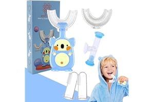 Kinderzahnbürste U-Form 5Tlg. Set - Lebensmittelsilikon - Hygienische ErsatzsilikonKopf-Sanduhr mit Saugnapf | 2 Fingerkuppen Zahnbürste | Kinder & Babyzahnbürste (2-8 Jahren) DGN TOYS
