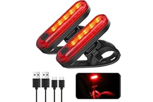 GOERPN 2 Pack LED Rear Bike Tail Light Ultra Bright USB Rechargeable Bicycle Taillights Waterproof Bike Back Light for Cycling Helmet Backpack Safety Warning 4 Light Modes