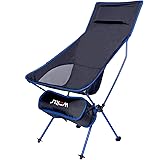 WOLTU Campingstuhl Angelstuhl klappstuhl faltstuhl, mit Tragetasche und Kopfstütze, bis 140KG belastbar Blau + Schwarz CPS813