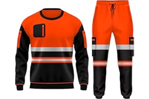 TORO ACTIVA Hi Vis Workwear Fleece Tracksuit Set Open Hem Cuffed Trouser Drawstring Pockets Long Sleeves Sweatshirt Saftey Top & Bottom Set
