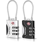 DOCOSS-Set of 2- Metal Cable TSA Locks for Luggage, Number Lock for Bag 4 Digit Small Locks for Luggage TSA Lock Combination 