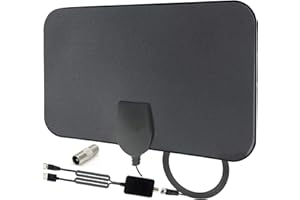 CABLELERA TV Aerial, Indoor TV Aerial 120+ Miles Freeview Aerial with Signal Amplifier, 4K 1080P Ultra HD Stronger Reception TV Signals, VHF/UHF/FM & USB Power Adapter &14.5FT Coax Cable - Support All TV's