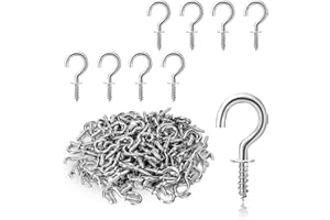 JOYIAL 100 pezzi piccoli ganci a vite, gancio a vite a occhio da soffitto mini gancio argento gancio da avvitare piccolo per piante appese arte decorazioni chiavi decorazioni natalizie