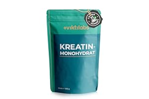 ‎VIKTILABS Kreatin Monohydrat Pulver - ultrarein & optimal löslich - Feinstes mikronisiertes Pulver für bessere Aufnahme - Ideal für Leistungssteigerung - Laborgeprüft & ohne Zusätze (1er Pack)