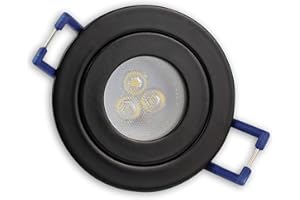 TRANO LED Einbaustrahler Schwarz - rund 3W warmweiß flach und schmal 12V MR11 - IP44 für Bad, Außenbereich Ø40mm Bohrloch - Badezimmer Terrasse Einbau-Spot Decken-Strahler Deckeneinbaustrahler