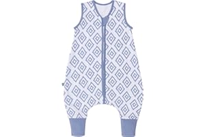 emma & noah Baby Schlafsack mit Füßen 2.5 TOG, Strampelsack für den Herbst und Winter, Bio-Baumwolle, Oeko-TEX Zertifiziert, Kuscheliger Schlafsack für Neugeborere (Rauten Blau, 70 cm)