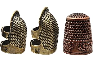 SUNBEAUTIFUL Ditale per Protezione Dita in Rame Regolabile Ditale in Metallo Protezione per Ricamo Cucito Ditale da dito regolabile Protezione Regolabile Ditale in Metallo,3 pezzi,per dita con anello tagliafilo