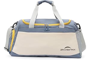 ZIOSINM Bolsa Deporte Grande con Compartimento para Zapatos Húmedo, Impermeable Bolsa de Viaje Bolsa Fitness Bolsa Gimnasio Bolsa Natacion para Hombre Mujer (Azul)