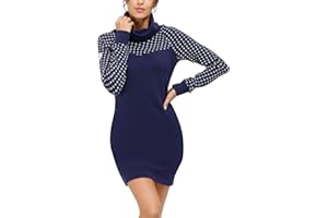 TrendiMax Damen Sweatshirt Langarm Hoodie Kleid Pulloverkleid Rollkragen Sweatkleid Kapuzenpulli Lange Tops