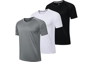 LUWELL PRO 3 Pack Mens Running T Shirts Gym Clothes ShirtsQuick Dry Moisture Wicking Athletic Shirt Breathable Cool Workout Tshirts