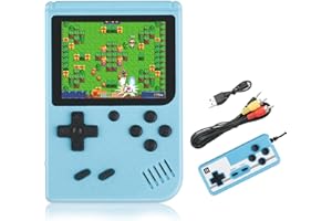 Handheld Game Console, JVSURF 500 Classic FC Retro Game with 3" LCD Screen, Portable Video Games, 1200mAh Rechargeable Battery, Support to Connect TV & 2 Players Blue