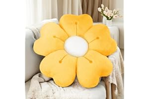 ODIWEN Cuscini di Fiori Fiore, 50cm, Cuscino decorativo a forma fiore carino, Cuscino decorativo per la casa,Cuscino da pavimento fiore (Giallo)