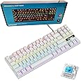 DZAnnc Mechanical Gaming Keyboard, Cyan Switch 87 Keys Compact Bilingual (Arabic+English) Keyboard w/RGB Backlight Hot-Swappable USB-C Wired PBT Keycaps for Laptop PC Gaming Work (white)