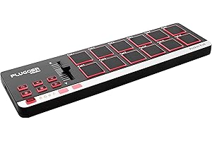Plugger Studio Pocket Pad Contrôleur MIDI USB ultra compact pour ordinateur PC et Mac. 12 pads sensibles à la vélocité. Compatible avec tous les logiciels MAO DAW DJ Plug-ins Instruments virtuels.
