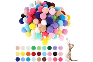 Xthrotsenk 100 Pcs Colorful Cat Pom Pom Balls 1-inch Cat Toy Balls Soft Interactive Kitten Ball Cats Exercise Toys Fuzzy Kitten Interactive Playing Quiet Toy for Cats Pet