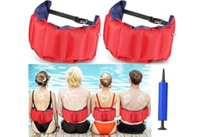 AMZMUKAUP 2Pcs Ceinture de Natation Gonflable, Ceinture de Natation de Flottabilité, Aide Natation Ceinture de Natation de Sports Nautiques Gonflable Réglable et Portable pour Adultes et Enfants