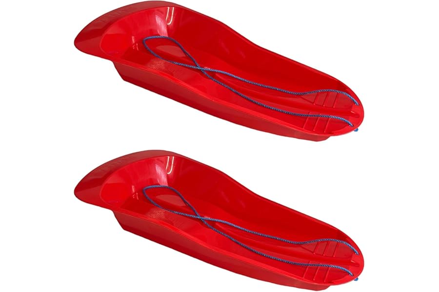 Blue Plastic Heavy Duty Snow Sledge Toboggan Sleigh Bobsleigh 2pc