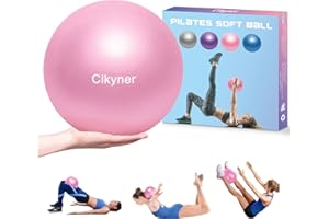 Cikyner Soft Pilates Ballon de gymnastique 23-25 cm avec paille gonflable pour Pilates, yoga, entraînement complet du corps, amélioration de l'équilibre à la maison, au gymnase et au bureau