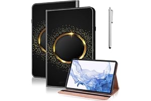 GLANDOTU Coque pour Samsung Galaxy Tab S10 Ultra/S9 Ultra/S8 Ultra 14.6" avec Stylet,Étui Housse de Protection Ultra Fin en Cuir PU avec Fonction Support pour Samsung Tab S9 Ultra -Cerceau d'or