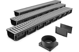 Spark2 VODALAND Canaleta de Drenaje con Rejilla de Acero Easy 2 - Kit de 3 Metros para Jardín y Aguas Pluviales | Canaletas Galvanizadas de Alta Resistencia | Rejilla Fácil de Limpiar y Accesible