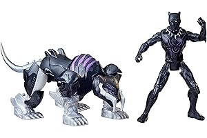 Marvel Mech Strike Mechasaurs, 4-Inch Black Panther with Sabre Claw Mechasaur Action Figures, Super Hero Toys for Kids Ages 4 and Up
