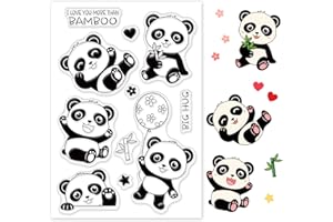 GLOBLELAND Timbro Silicone Animali Timbri Trasparenti Panda Timbri Journaling in Silicone Trasparente per la Creazione di Biglietti e Decorazioni per Scrapbooking