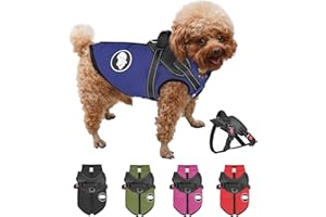 RarSSA Waterproof Dog Coat with Harness Detachable, Warm Dog Coat for Cold Weather, Reflective Dog Winter Jacket for Small Medium Large Dogs, Puppy Clothes for Teddy chihuahua