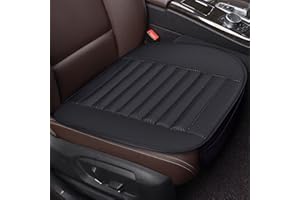 SMIUPIN Cuscino universale del sedile dell'auto in pelle dell'unità elaborazione Cuscino antiscivolo del sedile interno dell'auto (rivestimento del sedile anteriore, Nero)