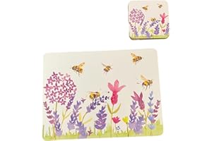 TAMERSGIFTS Sets of 4 Placemats with 4 Matching Coasters (Bumble Bee Placemat and Coaster Set)