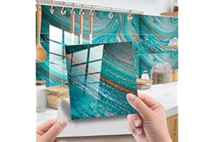 10 Pièces Marbre Stickers Adhésive Décorative à Carreaux pour Salle de Bains et Cuisine Stickers Carrelage, Hiser Mosaïque Imperméables Auto-adhésifs Décoration (Bleu,10x10cm)