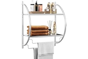 CASART Wall Mounted Towel Rack, Multifunctional Towel Rail Shelving Unit, Display Shelf Storage Organiser for Bathroom, Kitchen and Living Room (Silver)