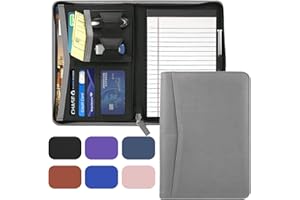 Gorbado Small Portfolio Organizer, A5 Zippered Business Portfolio, Junior Padfolio Folder Binder for Women & Men, 5 x 8 Writing Pad Included, Gray