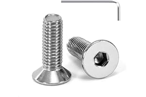 Tunejoy Vis à Tête Fraisée M5 x 16 mm Vis à Six Pans Creux en Acier Inoxydable A2 V2A à Tête Fraisée Hexagonale avec Clé Allen Filetage Complet 20 Pièces