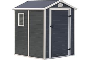GARDIUN KSP38110 Abri en résine Marena 2,47 m² Extérieur 190 x 132 x 203 cm Anthracite/Blanc